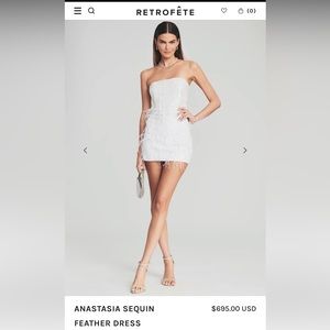 Retrofete anastasia sequin feather dress - white size M